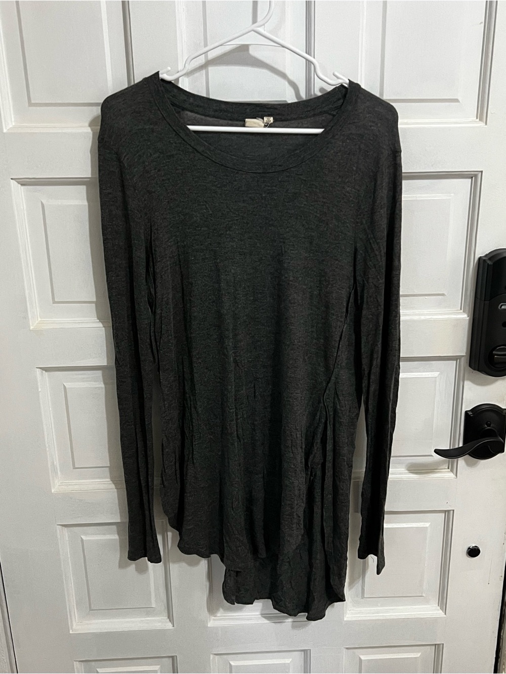 Women's Long Sleeve Crewneck Tee in Dark Charcoal
